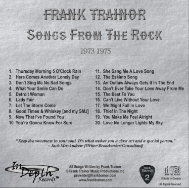 Songs From The Rock CD Back Cover